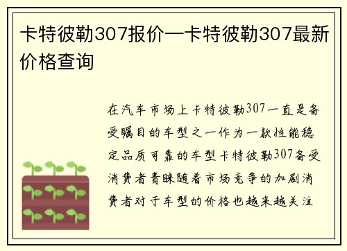 卡特彼勒307报价—卡特彼勒307最新价格查询