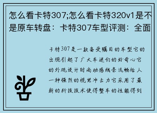 怎么看卡特307;怎么看卡特320v1是不是原车转盘：卡特307车型评测：全面解析性能与实用性